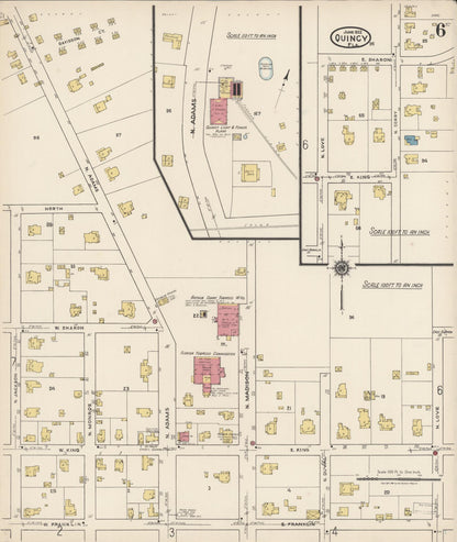 Sanborn Fire Insurance Map from Quincy, Gadsden County, Florida (1922), Sheet #0006 - Historic Sanborn Fire Insurance Map Print, vintage old map wall art, antique decor, genealogy gift, Florida Florida map