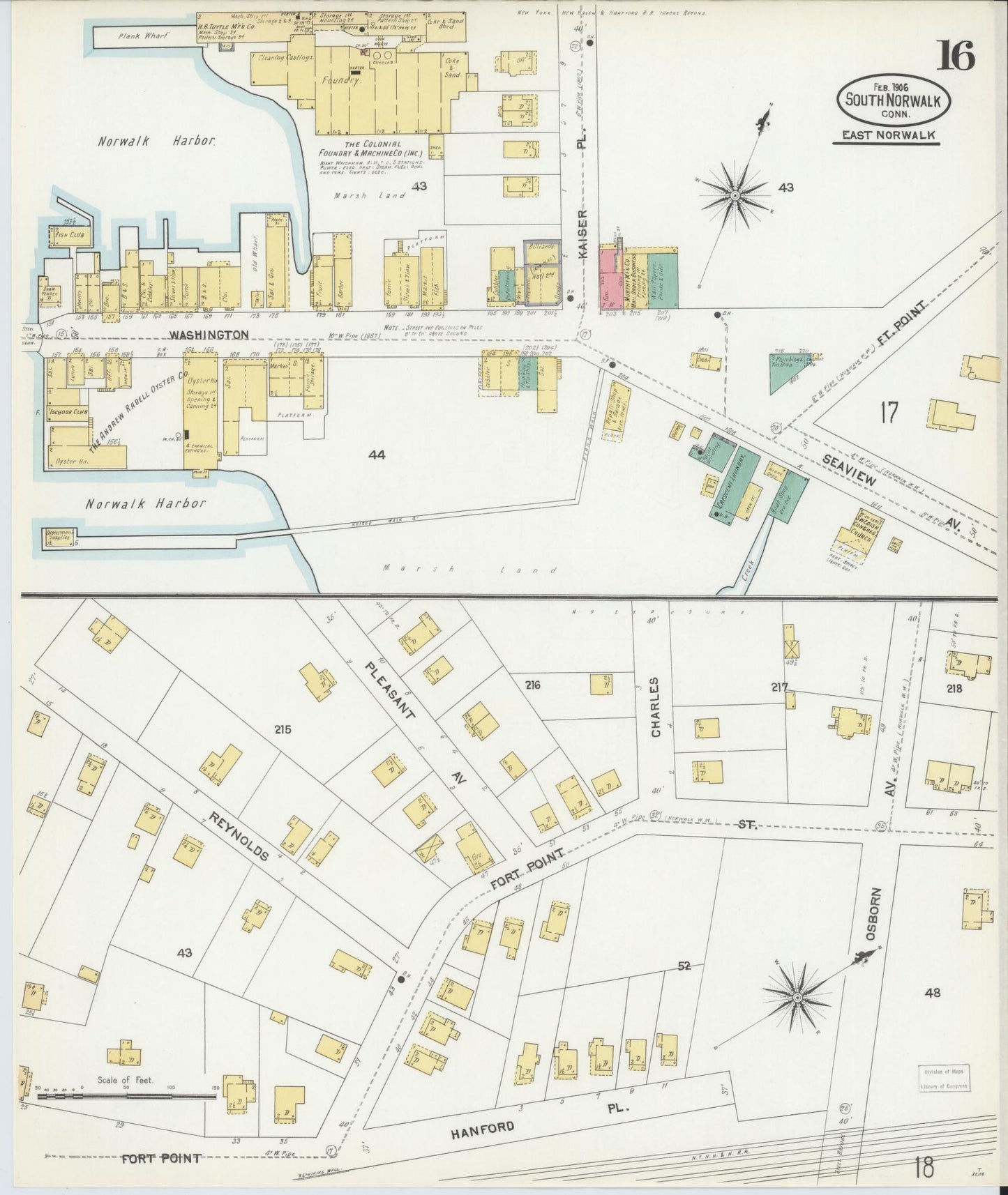 Sanborn Fire Insurance Map from South Norwalk, Fairfield County, Connecticut (1906), Sheet #0016 - Complete Map Set gallery image, historic Sanborn map, vintage wall art, Connecticut Connecticut