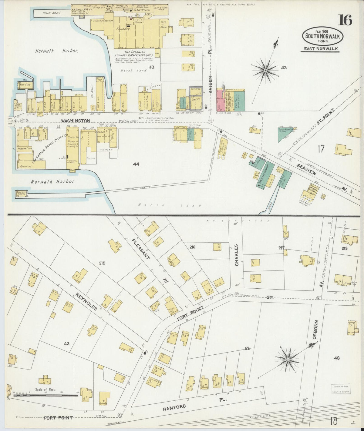 Sanborn Fire Insurance Map from South Norwalk, Fairfield County, Connecticut (1906), Sheet #0016 - Complete Map Set gallery image, historic Sanborn map, vintage wall art, Connecticut Connecticut