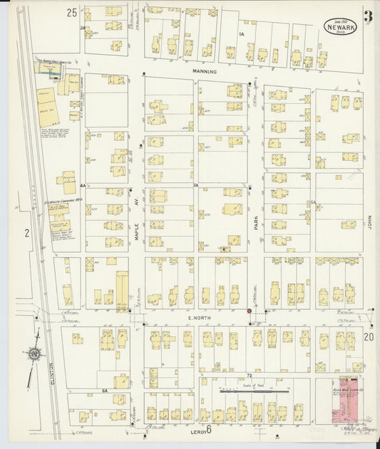 Sanborn Fire Insurance Map from Newark, Licking County, Ohio (1912), Sheet #0003 - Historic Sanborn Fire Insurance Map Print, vintage old map wall art, antique decor, genealogy gift, Ohio Ohio map