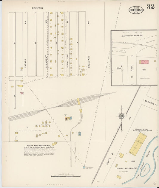 Sanborn Fire Insurance Map from Sheridan, Sheridan County, Wyoming (1912), Sheet #0032 - Historic Sanborn Fire Insurance Map Print, vintage old map wall art, antique decor, genealogy gift, Wyoming Wyoming map