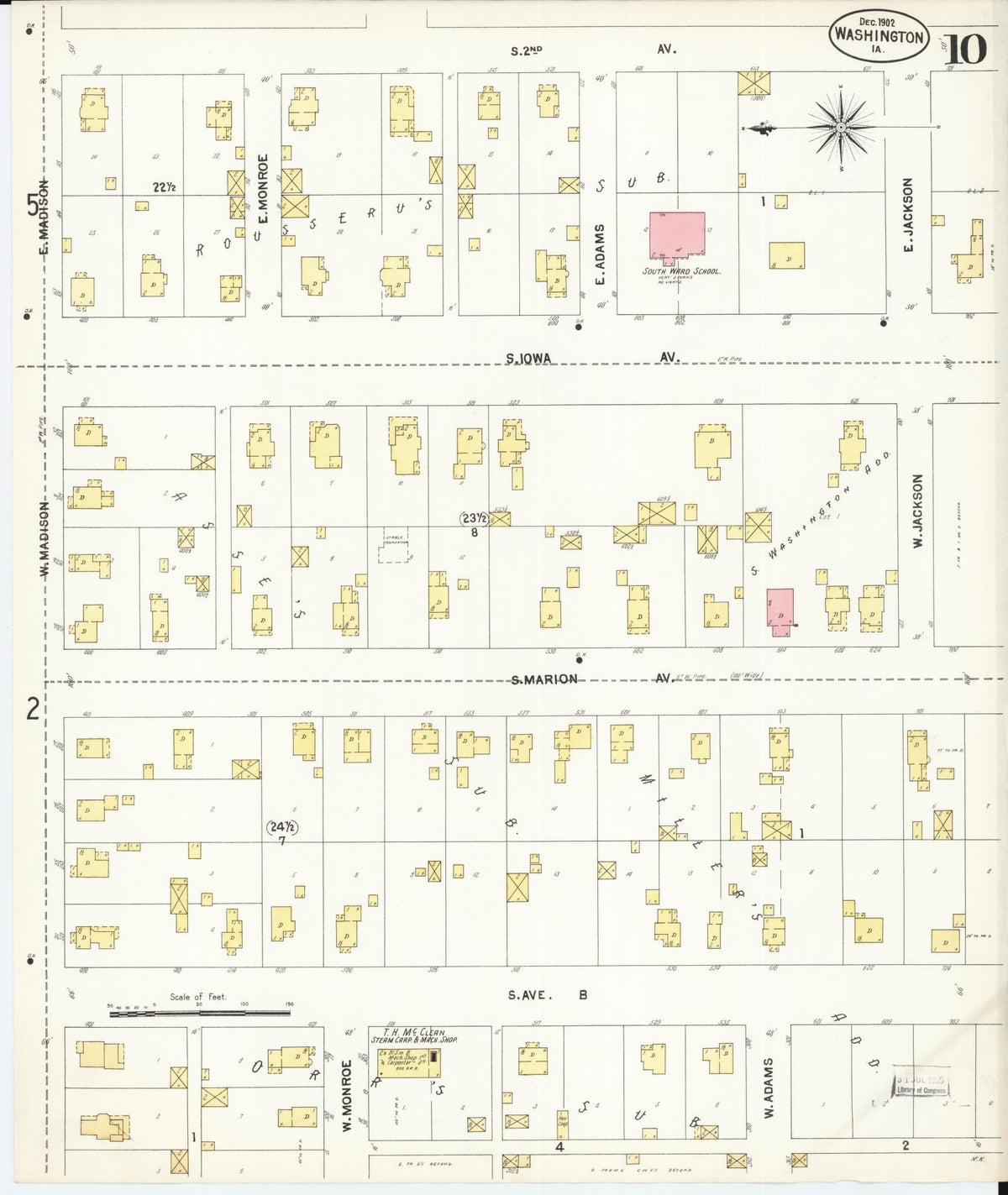 Sanborn Fire Insurance Map from Washington, Washington County, Iowa (1902), Sheet #0010 - Complete Map Set gallery image, historic Sanborn map, vintage wall art, Sanborn Fire Insurance Map from Washington Washington