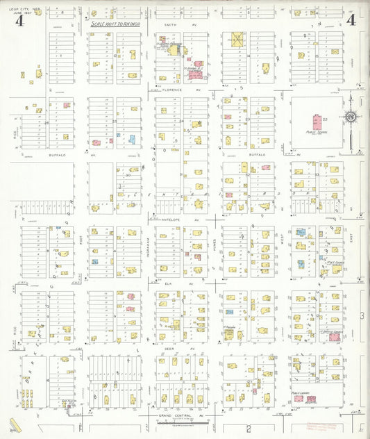Sanborn Fire Insurance Map from Loup City, Sherman County, Nebraska (1937), Sheet #0004 - Historic Sanborn Fire Insurance Map Print, vintage old map wall art, antique decor, genealogy gift, Nebraska Nebraska map