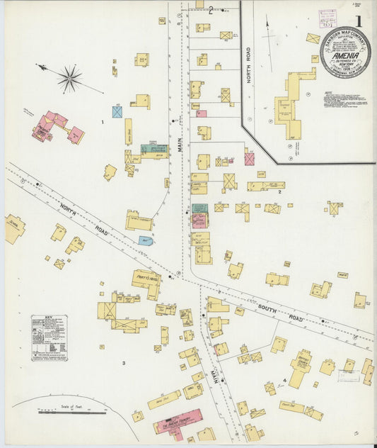 Sanborn Fire Insurance Map from Amenia, Dutchess County, New York (1905), Sheet #0001 - Complete Map Set gallery image, historic Sanborn map, vintage wall art, New York New York