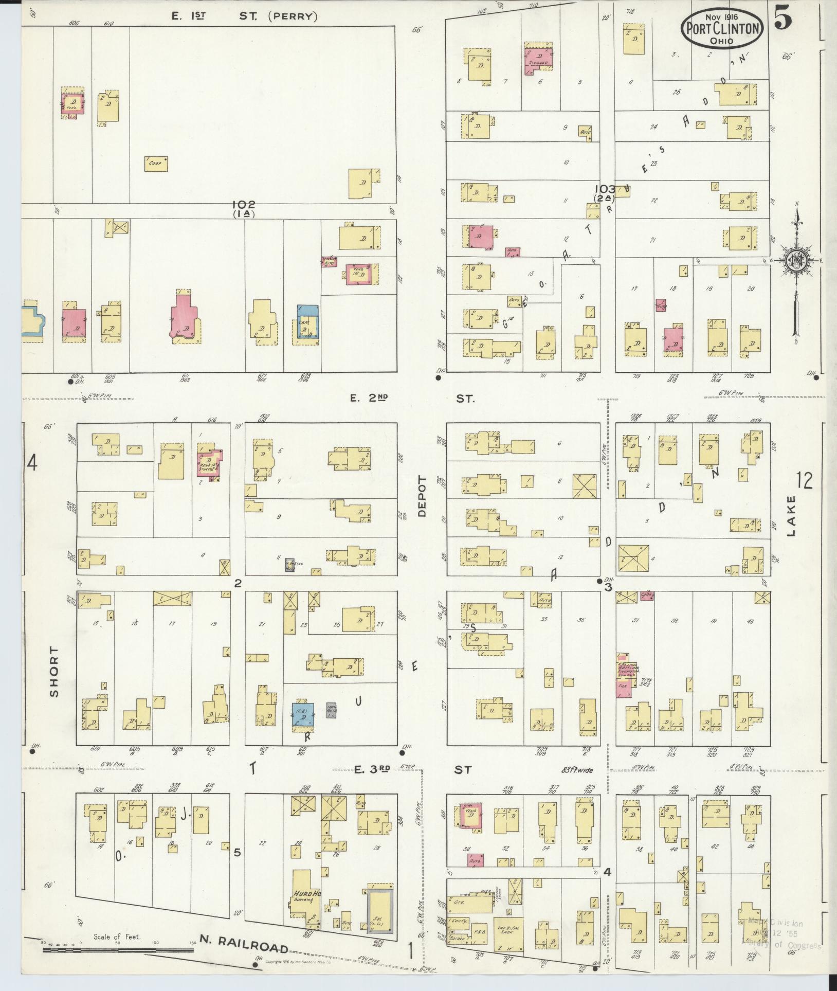 Sanborn Fire Insurance Map from Port Clinton, Ottawa County, Ohio (1916), Sheet #0005 - Complete Map Set gallery image, historic Sanborn map, vintage wall art, Ohio Ohio