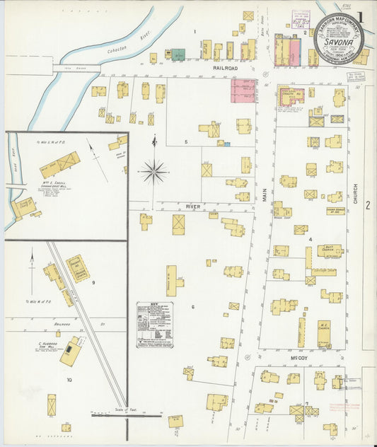 Sanborn Fire Insurance Map from Savona, Steuben County, New York (1904), Sheet #0001 - Complete Map Set gallery image, historic Sanborn map, vintage wall art, New York New York