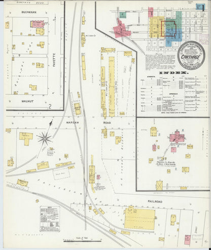 Sanborn Fire Insurance Map from Carthage, Hancock County, Illinois (1906), Sheet #0001 - Complete Map Set gallery image, historic Sanborn map, vintage wall art, Illinois Illinois