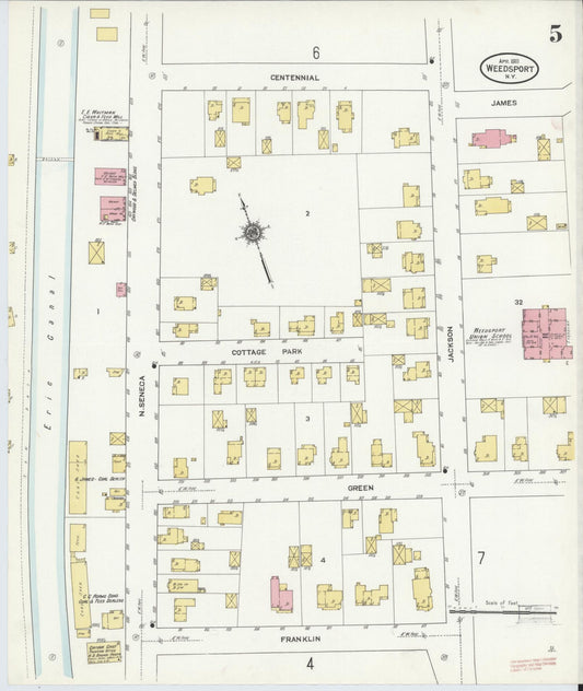 Sanborn Fire Insurance Map from Weedsport, Cayuga County, New York (1911), Sheet #0005 - Historic Sanborn Fire Insurance Map Print, vintage old map wall art, antique decor, genealogy gift, New York New York map
