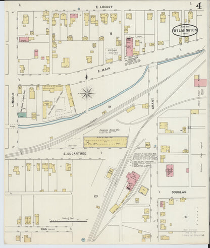 Sanborn Fire Insurance Map from Wilmington, Clinton County, Ohio (1895), Sheet #0004 - Historic Sanborn Fire Insurance Map Print, vintage old map wall art, antique decor, genealogy gift, Ohio Ohio map