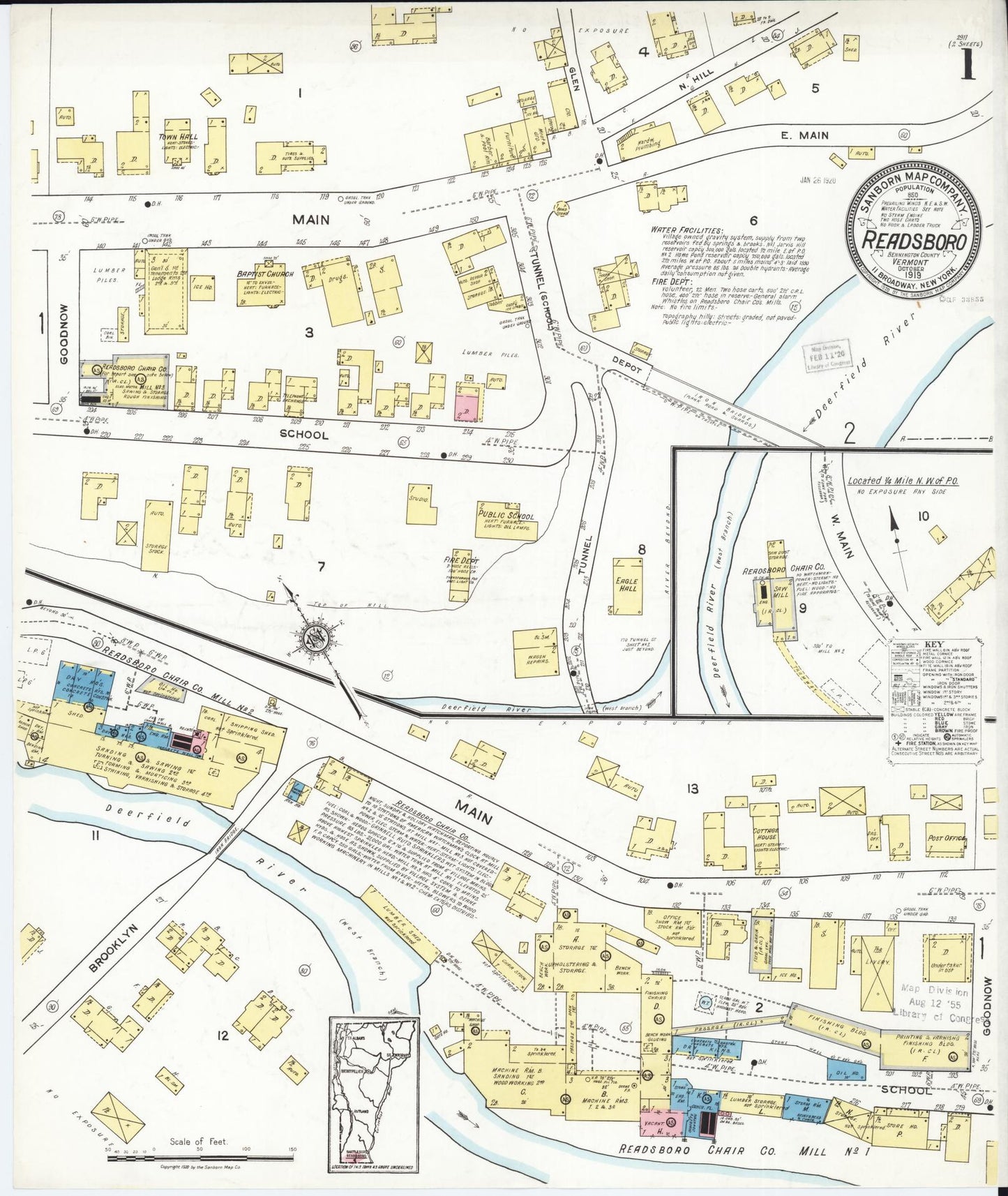 Sanborn Fire Insurance Map from Readsboro, Bennington County, Vermont. (1919) – Historic Sanborn Fire Insurance Map Print