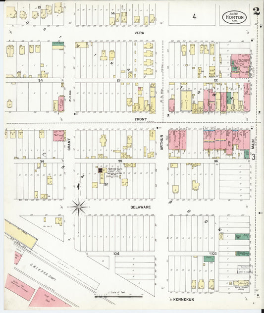Sanborn Fire Insurance Map from Horton, Brown County, Kansas (1901), Sheet #0002 - Historic Sanborn Fire Insurance Map Print, vintage old map wall art, antique decor, genealogy gift, Kansas Kansas map
