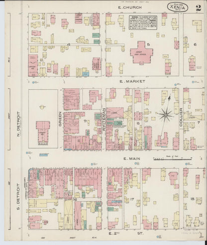 Sanborn Fire Insurance Map from Xenia, Greene County, Ohio (1885), Sheet #0002 - Complete Map Set gallery image, historic Sanborn map, vintage wall art, Ohio Ohio