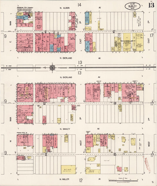 Sanborn Fire Insurance Map from Burley, Cassia County, Idaho (1921), Sheet #0013 - Historic Sanborn Fire Insurance Map Print, vintage old map wall art, antique decor, genealogy gift, Idaho Idaho map