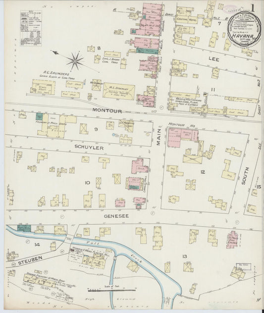 Sanborn Fire Insurance Map from Havana, Schuyler County, New York (1886), Sheet #0001 - Historic Sanborn Fire Insurance Map Print, vintage old map wall art, antique decor, genealogy gift, New York New York map