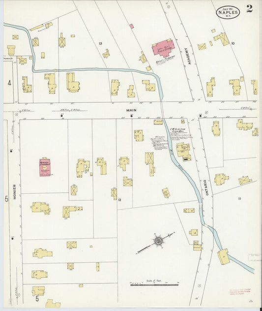 Sanborn Fire Insurance Map from Naples, Ontario County, New York (1911), Sheet #0002 - Historic Sanborn Fire Insurance Map Print, vintage old map wall art, antique decor, genealogy gift, New York New York map