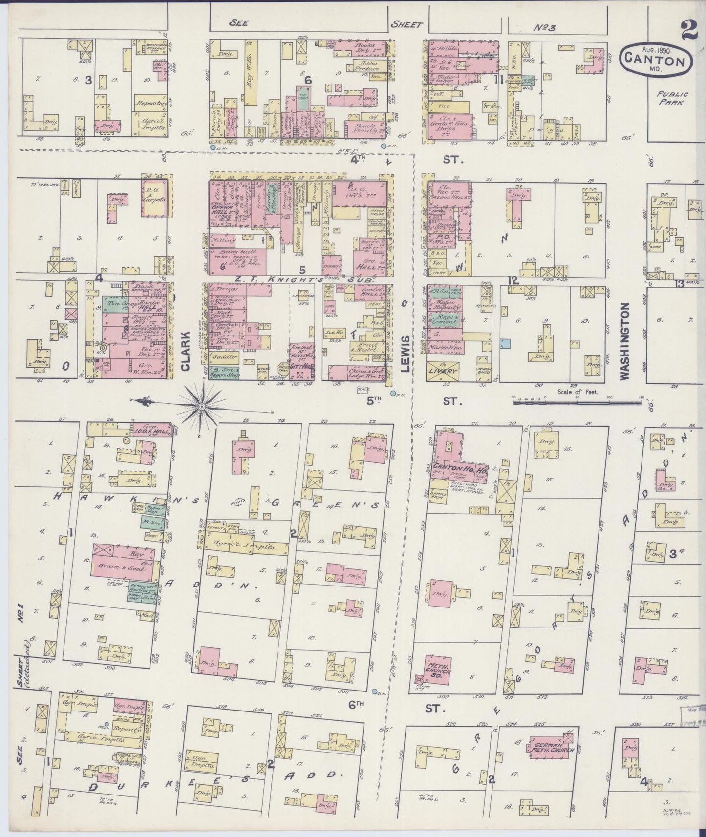 Sanborn Fire Insurance Map from Canton, Lewis County, Missouri (1890), Sheet #0002 - Complete Map Set gallery image, historic Sanborn map, vintage wall art, Missouri Missouri