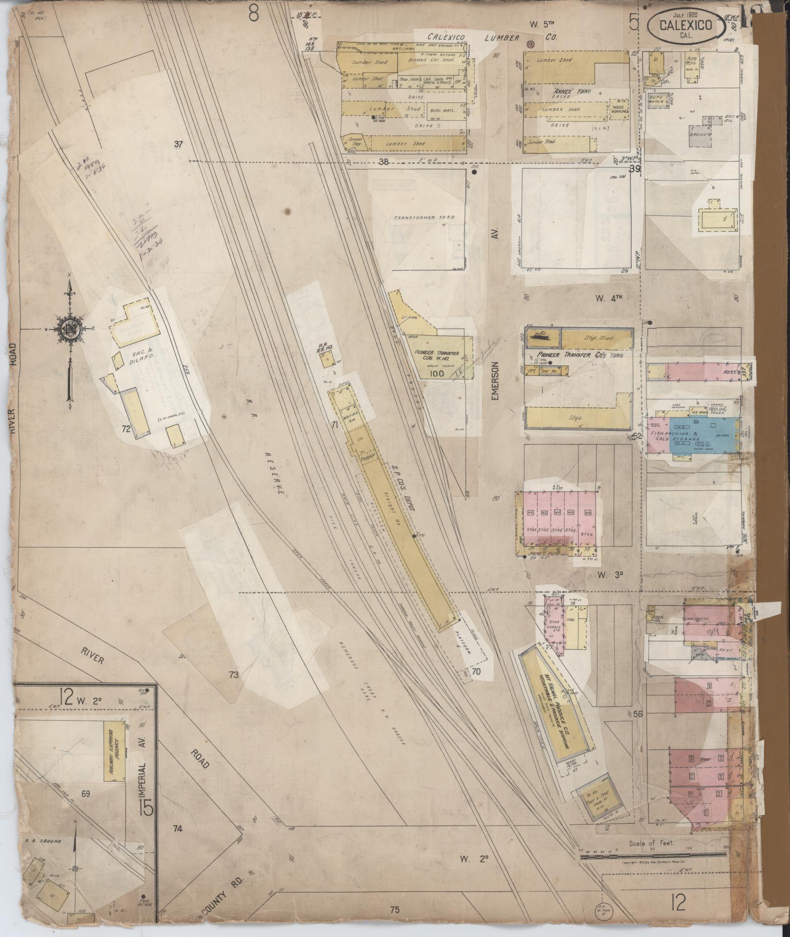 Sanborn Fire Insurance Map from Calexico, Imperial County, California (1956), Sheet #0012 - Historic Sanborn Fire Insurance Map Print, vintage old map wall art, antique decor, genealogy gift, California California map