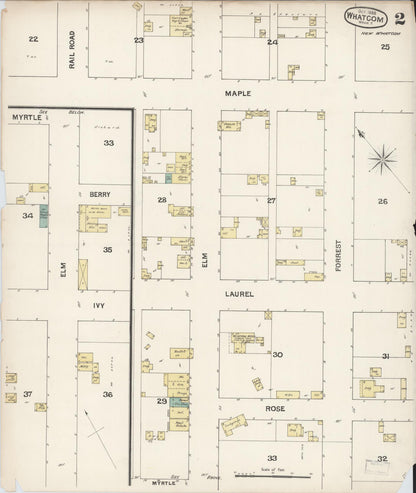 Sanborn Fire Insurance Map from Whatcom, Whatcom County, Washington (1888), Sheet #0003 - Complete Map Set gallery image, historic Sanborn map, vintage wall art, Washington Washington
