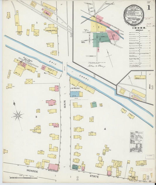 Sanborn Fire Insurance Map from Pittsford, Monroe County, New York (1892), Sheet #0001 - Historic Sanborn Fire Insurance Map Print, vintage old map wall art, antique decor, genealogy gift, New York New York map