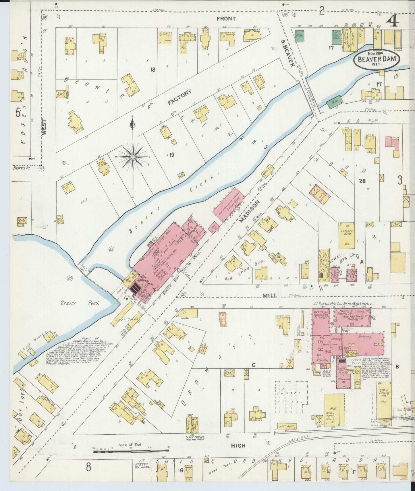Sanborn Fire Insurance Map from Beaver Dam, Dodge County, Wisconsin (1904), Sheet #0004 - Complete Map Set gallery image, historic Sanborn map, vintage wall art, Wisconsin Wisconsin