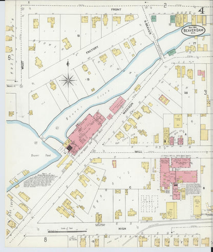 Sanborn Fire Insurance Map from Beaver Dam, Dodge County, Wisconsin (1904), Sheet #0004 - Complete Map Set gallery image, historic Sanborn map, vintage wall art, Wisconsin Wisconsin