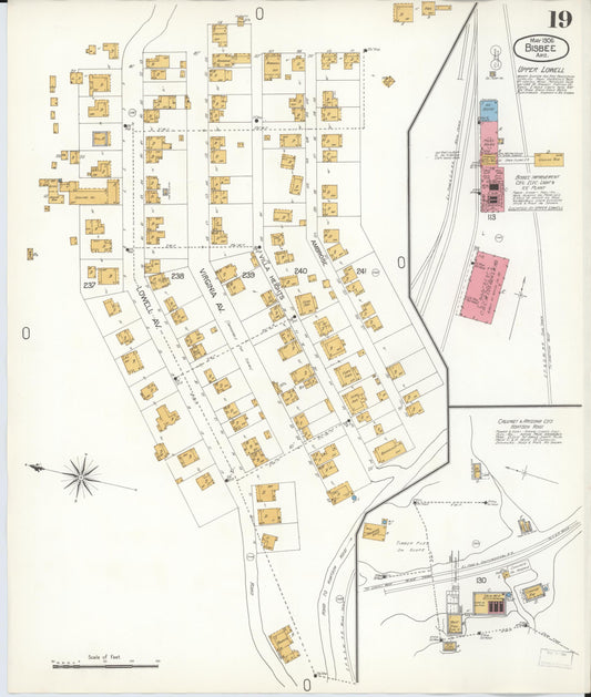 Sanborn Fire Insurance Map from Bisbee, Cochise County, Arizona (1906), Sheet #0019 - Historic Sanborn Fire Insurance Map Print, vintage old map wall art, antique decor, genealogy gift, Arizona Arizona map