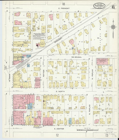 Sanborn Fire Insurance Map from Fostoria, Seneca, Hancock, And Wood Counties, Ohio (1914), Sheet #0006 - Complete Map Set gallery image, historic Sanborn map, vintage wall art, Ohio Ohio