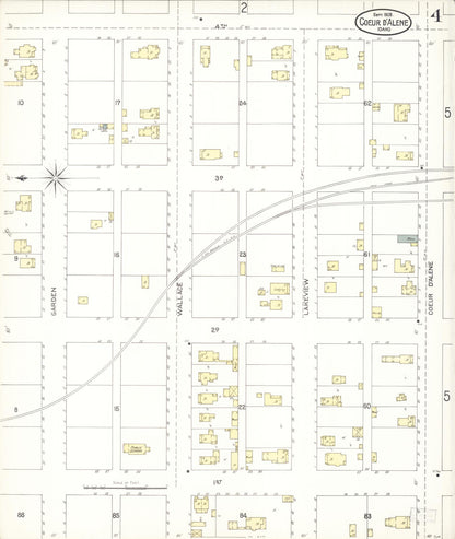 Sanborn Fire Insurance Map from Coeur D'alene, Kootenai County, Idaho (1903), Sheet #0004 - Complete Map Set gallery image, historic Sanborn map, vintage wall art, Idaho Idaho