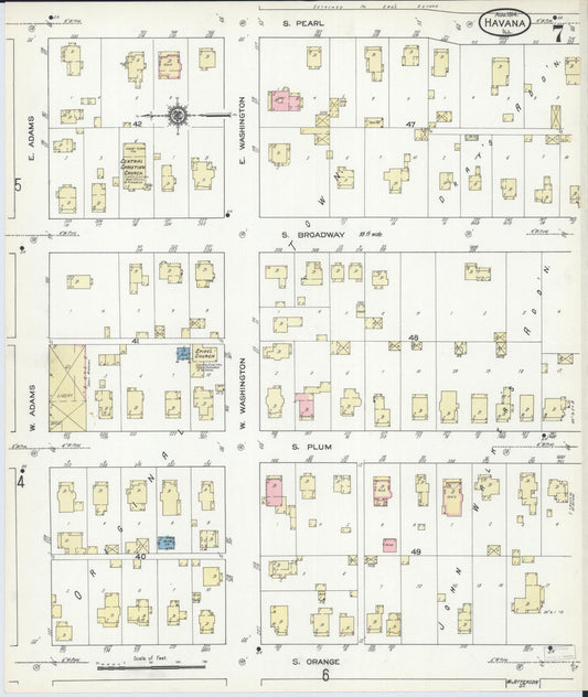 Sanborn Fire Insurance Map from Havana, Mason County, Illinois (1914), Sheet #0007 - Historic Sanborn Fire Insurance Map Print, vintage old map wall art, antique decor, genealogy gift, Illinois Illinois map
