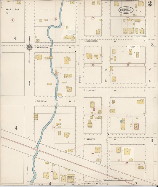 Sanborn Fire Insurance Map from Chewelah, Stevens County, Washington (1932), Sheet #0002 - Historic Sanborn Fire Insurance Map Print, vintage old map wall art, antique decor, genealogy gift, Washington Washington map