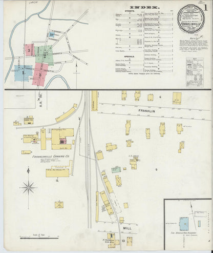 Sanborn Fire Insurance Map from Franklinville, Cattaraugus County, New York (1897), Sheet #0001 - Historic Sanborn Fire Insurance Map Print, vintage old map wall art, antique decor, genealogy gift, New York New York map