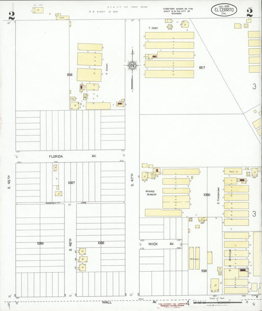 Sanborn Fire Insurance Map from El Cerrito, Contra Costa County, California (1926), Sheet #0002 - Historic Sanborn Fire Insurance Map Print, vintage old map wall art, antique decor, genealogy gift, California California map