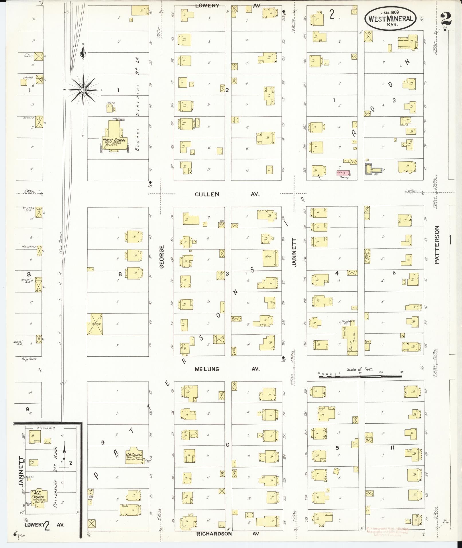 Sanborn Fire Insurance Map from West Mineral, Cherokee County, Kansas (1909), Sheet #0002 - Complete Map Set gallery image, historic Sanborn map, vintage wall art, Kansas Kansas