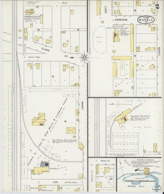 Sanborn Fire Insurance Map from Markle, Huntington County, Indiana (1895), Sheet #0002 - Historic Sanborn Fire Insurance Map Print, vintage old map wall art, antique decor, genealogy gift, Indiana Indiana map
