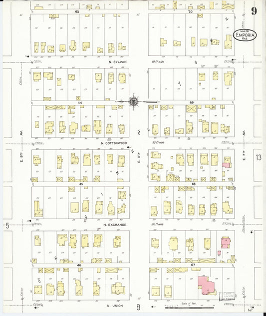 Sanborn Fire Insurance Map from Emporia, Lyon County, Kansas (1911), Sheet #0009 - Historic Sanborn Fire Insurance Map Print, vintage old map wall art, antique decor, genealogy gift, Kansas Kansas map