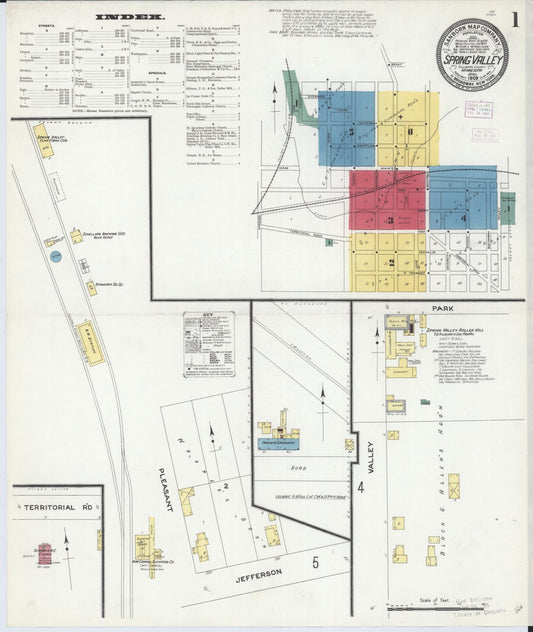 Sanborn Fire Insurance Map from Spring Valley, Fillmore County, Minnesota (1909), Sheet #0001 - Historic Sanborn Fire Insurance Map Print, vintage old map wall art, antique decor, genealogy gift, Minnesota Minnesota map
