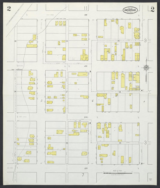 Sanborn Fire Insurance Map from Anchorage, Anchorage Census Division, Alaska (1927), Sheet #0002 - Historic Sanborn Fire Insurance Map Print, vintage old map wall art, antique decor, genealogy gift, Alaska Alaska map