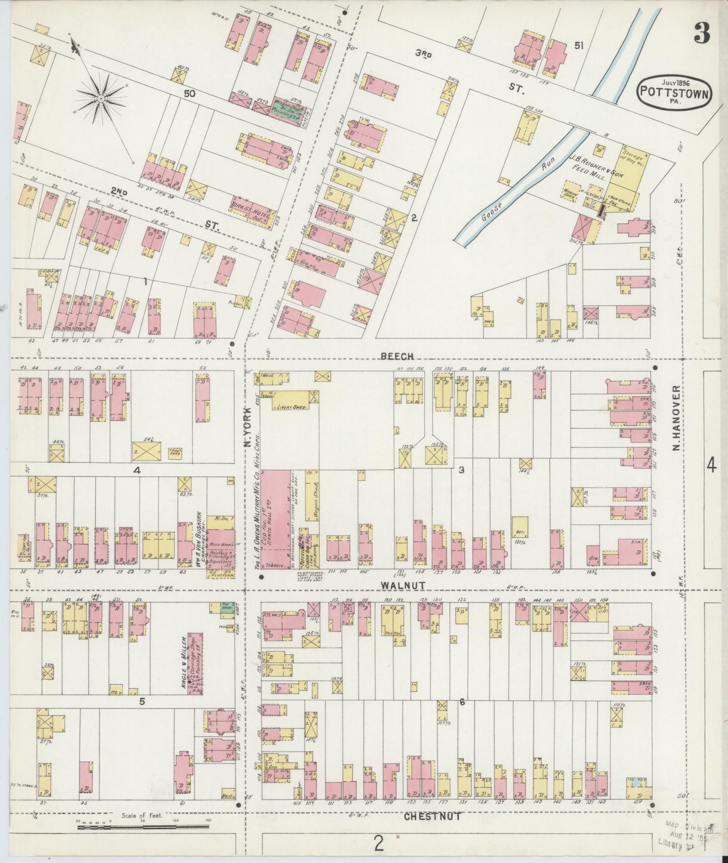 Sanborn Fire Insurance Map from Pottstown, Montgomery County, Pennsylvania (1896), Sheet #0003 - Complete Map Set gallery image, historic Sanborn map, vintage wall art, Pennsylvania Pennsylvania