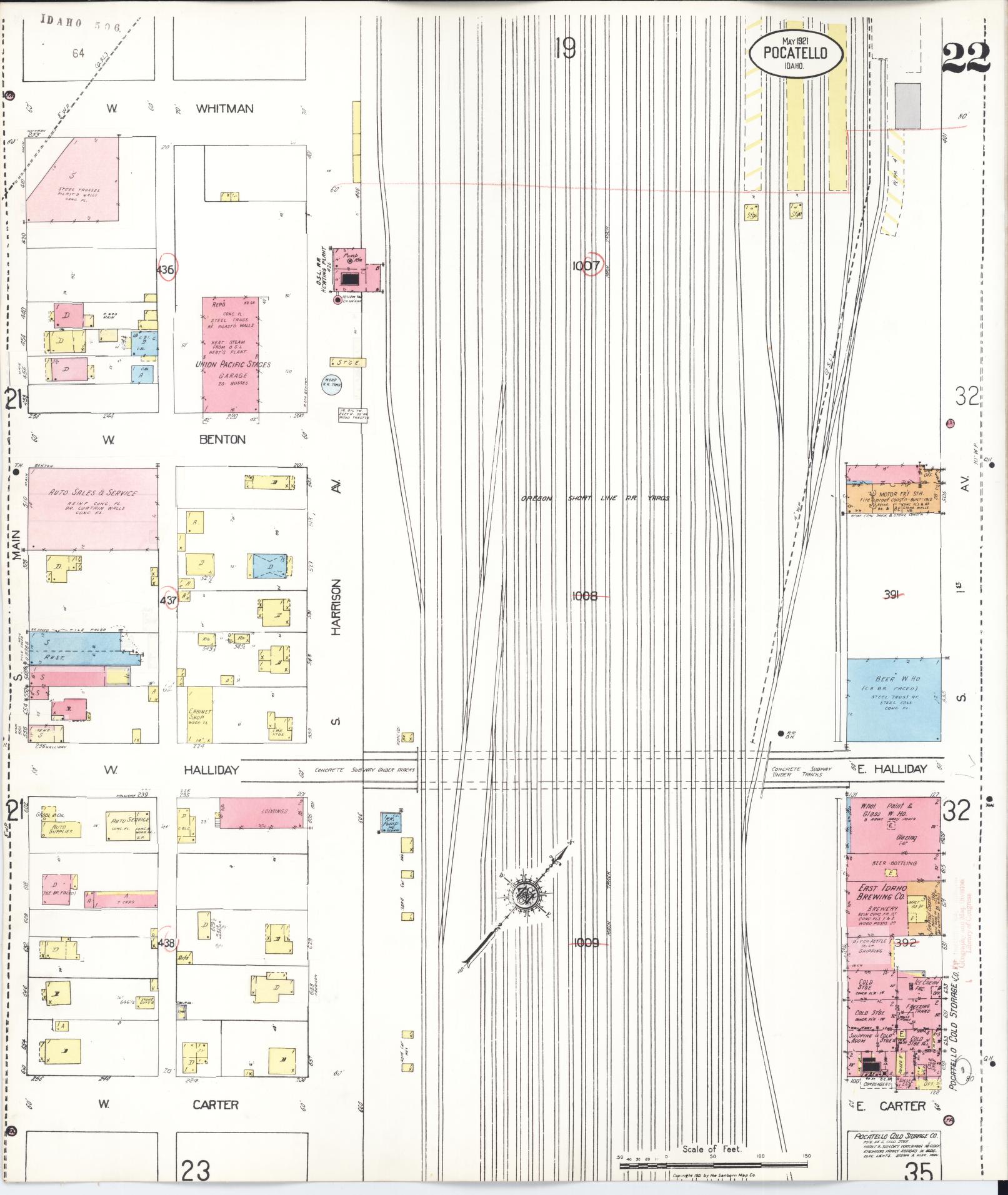 Sanborn Fire Insurance Map from Pocatello, Bannock County, Idaho (1948), Sheet #0022 - Complete Map Set gallery image, historic Sanborn map, vintage wall art, Idaho Idaho