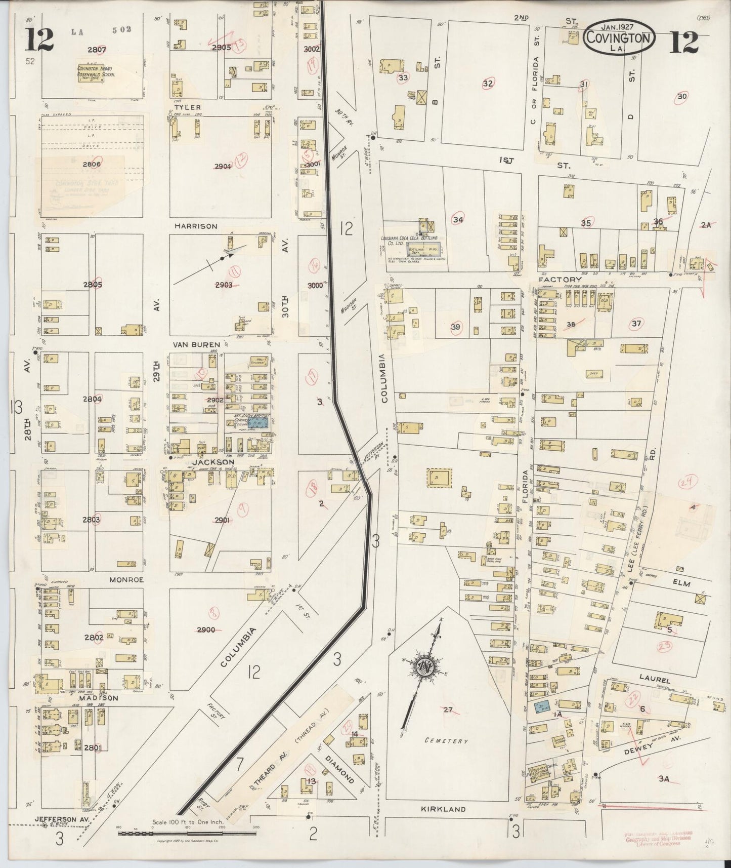 Sanborn Fire Insurance Map from Covington, Saint Tammany Parish, Louisiana (1941), Sheet #0012 - Complete Map Set gallery image, historic Sanborn map, vintage wall art, Louisiana Louisiana