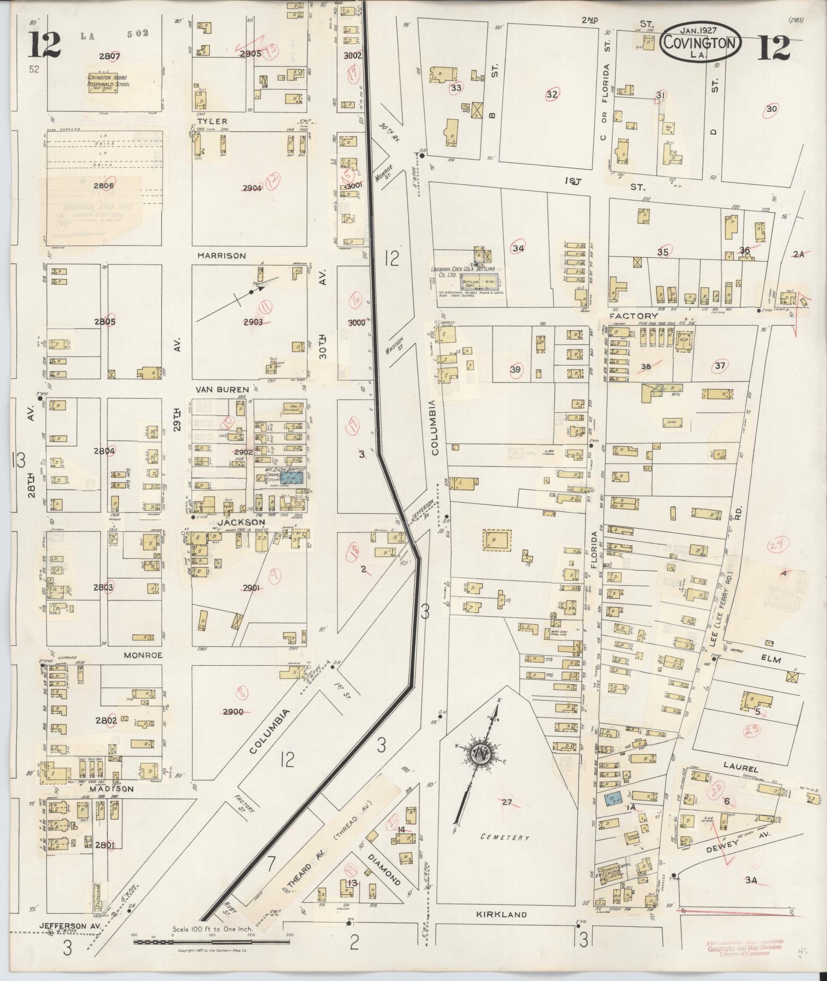 Sanborn Fire Insurance Map from Covington, Saint Tammany Parish, Louisiana (1941), Sheet #0012 - Complete Map Set gallery image, historic Sanborn map, vintage wall art, Louisiana Louisiana