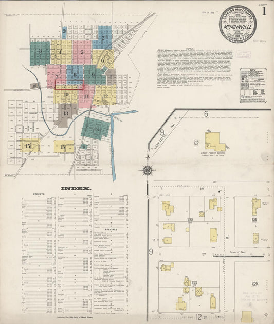 Sanborn Fire Insurance Map from McMinnville, Yamhill County, Oregon (1912), Sheet #0001 - Complete Map Set gallery image, historic Sanborn map, vintage wall art, Oregon Oregon