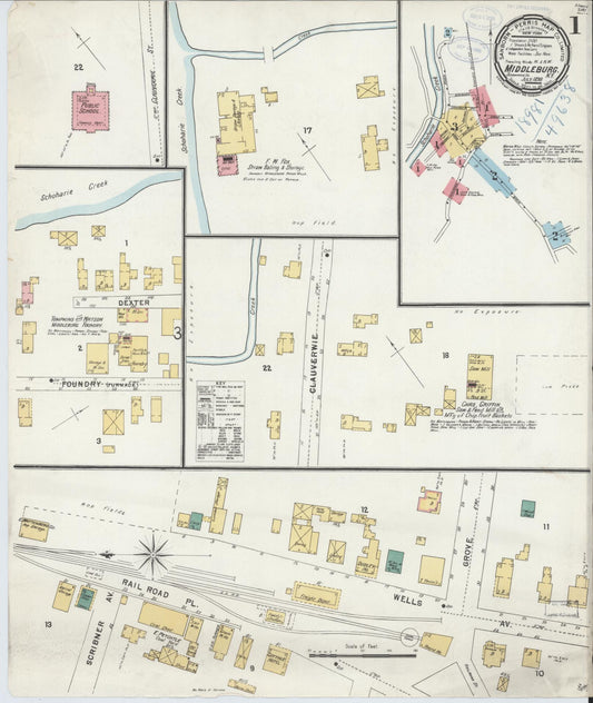 Sanborn Fire Insurance Map from Middleburgh, Schoharie County, New York (1898), Sheet #0001 - Complete Map Set gallery image, historic Sanborn map, vintage wall art, New York New York