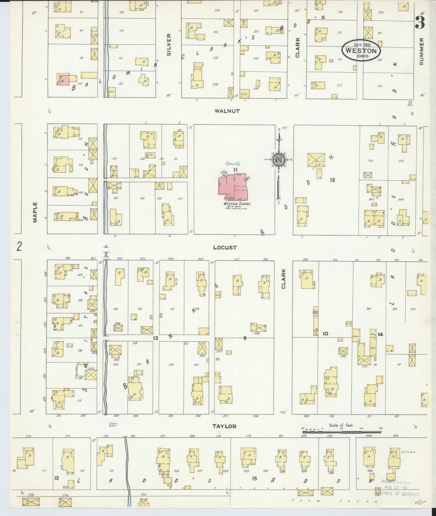 Sanborn Fire Insurance Map from Weston, Wood County, Ohio (1910), Sheet #0003 - Historic Sanborn Fire Insurance Map Print, vintage old map wall art, antique decor, genealogy gift, Ohio Ohio map
