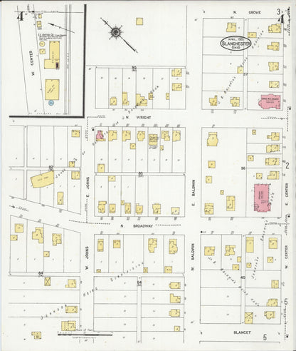 Sanborn Fire Insurance Map from Blanchester, Clinton County, Ohio (1925), Sheet #0004 - Historic Sanborn Fire Insurance Map Print, vintage old map wall art, antique decor, genealogy gift, Ohio Ohio map