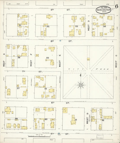 Sanborn Fire Insurance Map from Vancouver, Clark County, Washington (1892), Sheet #0006 - Complete Map Set gallery image, historic Sanborn map, vintage wall art, Washington Washington