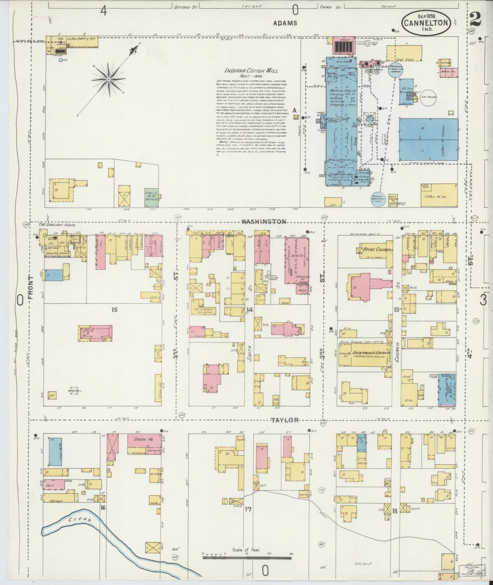 Sanborn Fire Insurance Map from Cannelton, Perry County, Indiana (1898), Sheet #0002 - Complete Map Set gallery image, historic Sanborn map, vintage wall art, Indiana Indiana