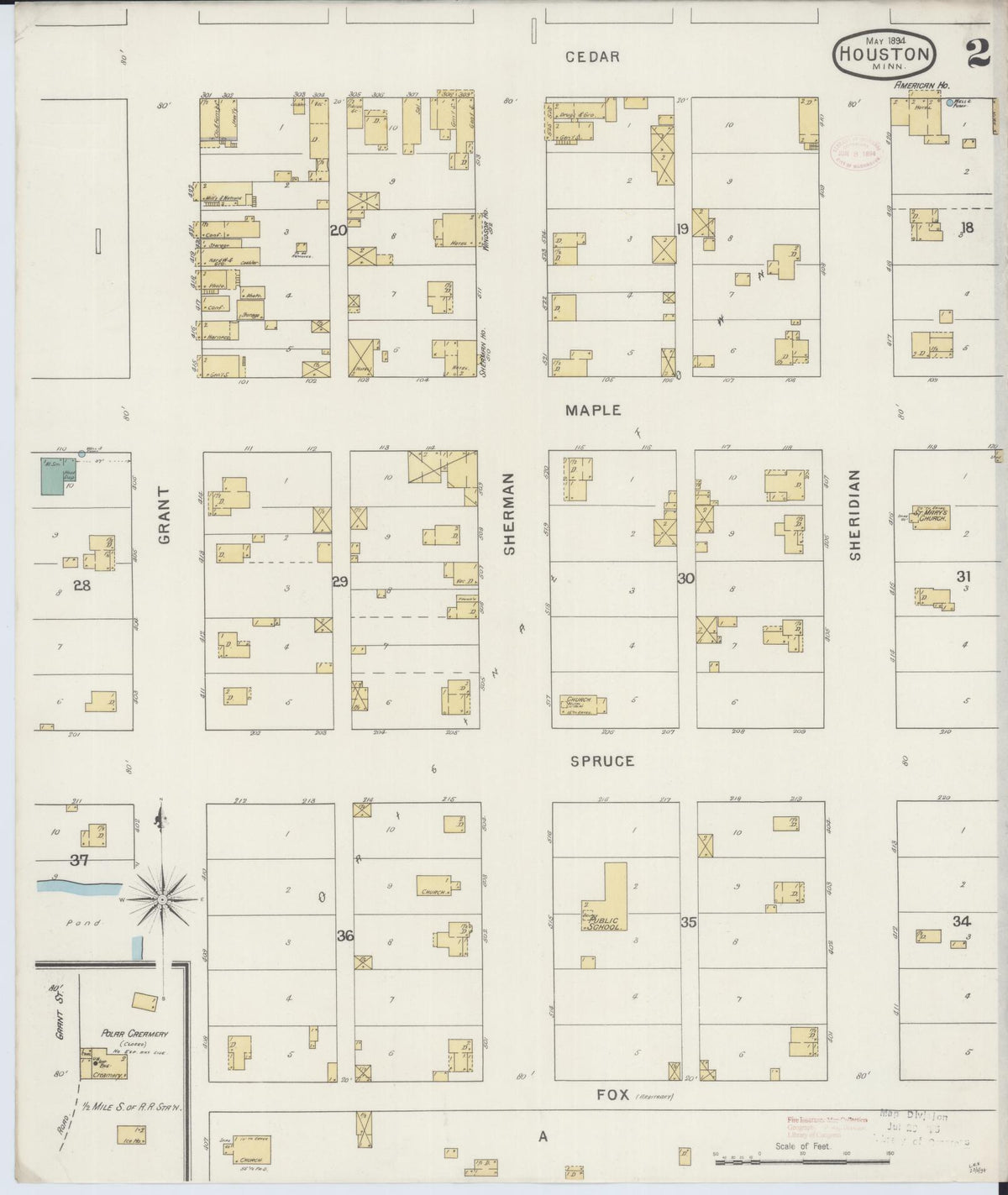 Sanborn Fire Insurance Map from Houston, Houston County, Minnesota (1894), Sheet #0002 - Complete Map Set gallery image, historic Sanborn map, vintage wall art, Minnesota Minnesota
