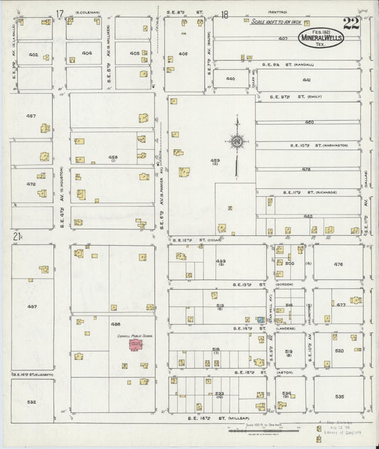 Sanborn Fire Insurance Map from Mineral Wells, Palo Pinto County, Texas (1921), Sheet #0022 - Historic Sanborn Fire Insurance Map Print, vintage old map wall art, antique decor, genealogy gift, Texas Texas map