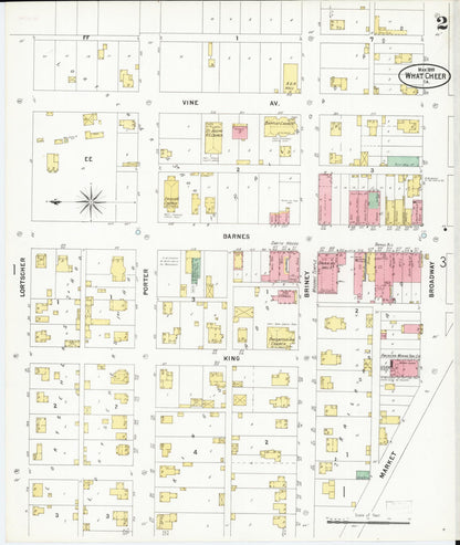 Sanborn Fire Insurance Map from What Cheer, Keokuk County, Iowa (1899), Sheet #0002 - Historic Sanborn Fire Insurance Map Print, vintage old map wall art